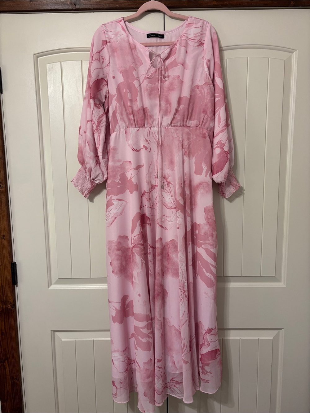 Light Pink Floral Maxi Dress - Women's